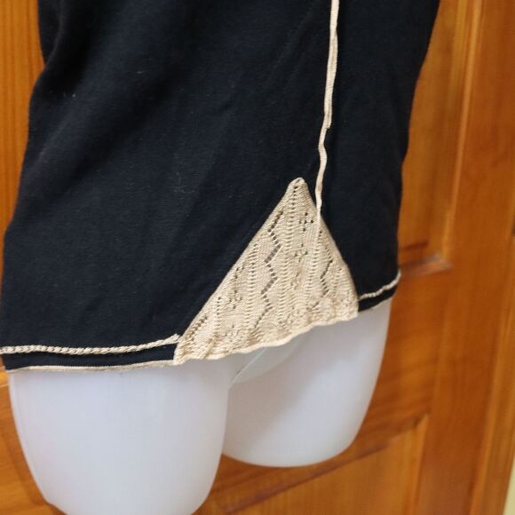 Max Studio Black Tan Cashmere Camisole Tie Front Going Out Top Medium - Picture 8 of 13